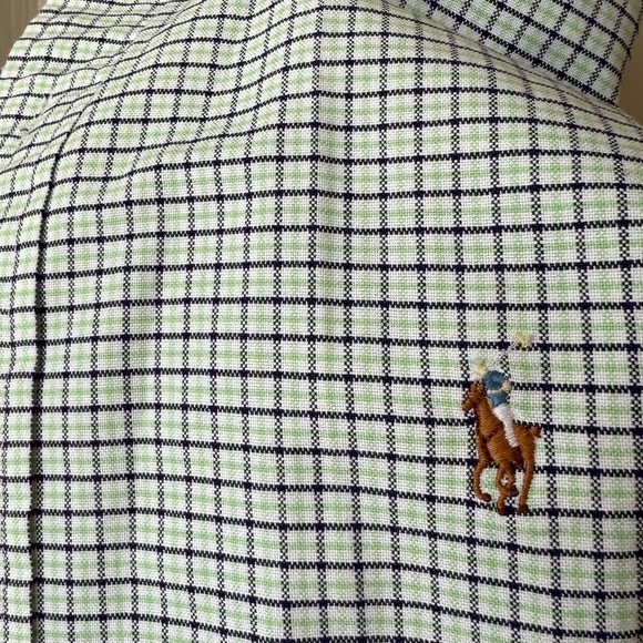 Ralph Lauren Classic Fit Button-Down Shirt Green Navy Check – Size L - Picture 9 of 9